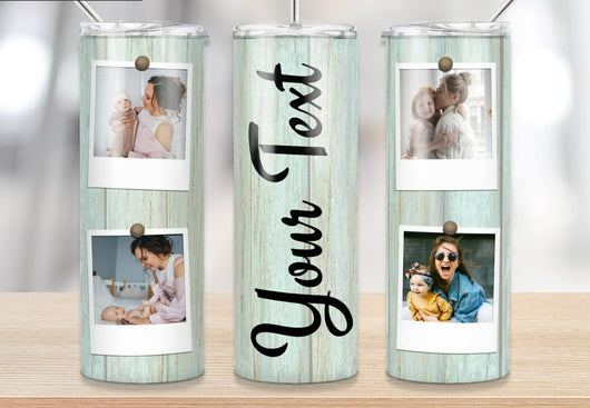 Custom Photo Tumbler- Teal Wash Multi Photo - (PLEASE READ BEFORE ORDERING!)