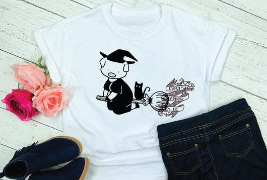 Cute Piggy Witch Tee