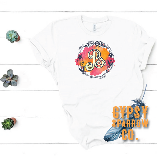 Feather Wreath Monogram Tee