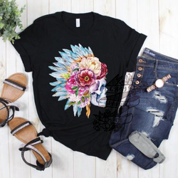 Floral Headdress Skull Tee