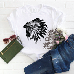 Black and White Headdress Tee