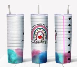 Notebook Paper Rainbow Teacher Tumbler