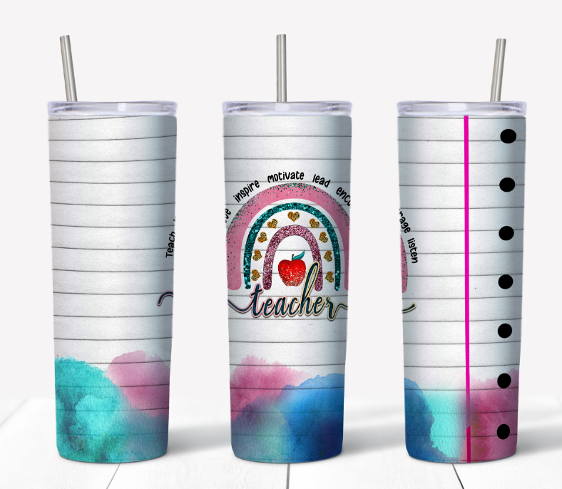 Teacher Quotes Lined Paper Tumbler w/ Lid & Straw – RoseMae Boutique1